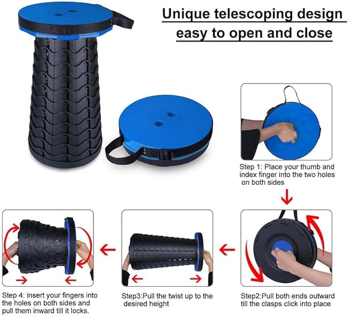 Upgraded Foldable Stool Thickened, PortableCollapsible Stool Retractable Stool for FishingHiking Tours, BBQ, Parties, Outdoor Activities