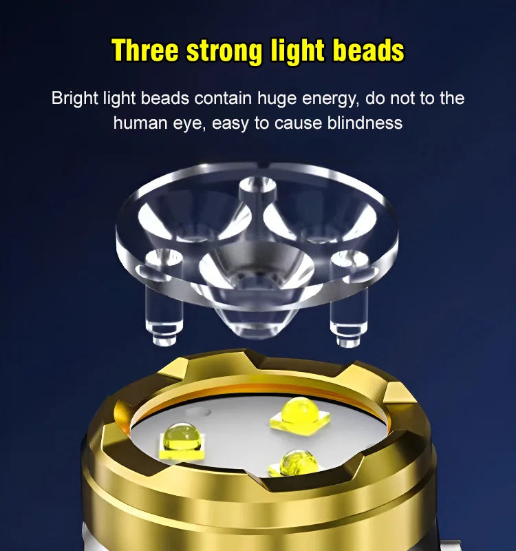 🔦German Three-eyed Monster Mini Flash Super Power Flashlight -H