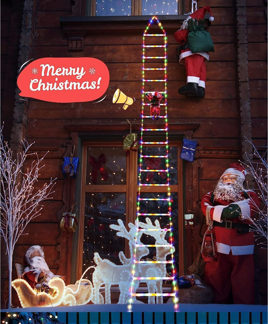 Christmas Led Staircase Lights - Santa Claus Doll Climbing Ladder Climbing Ladder Light Strip - Christmas Tree Decoration String Lights