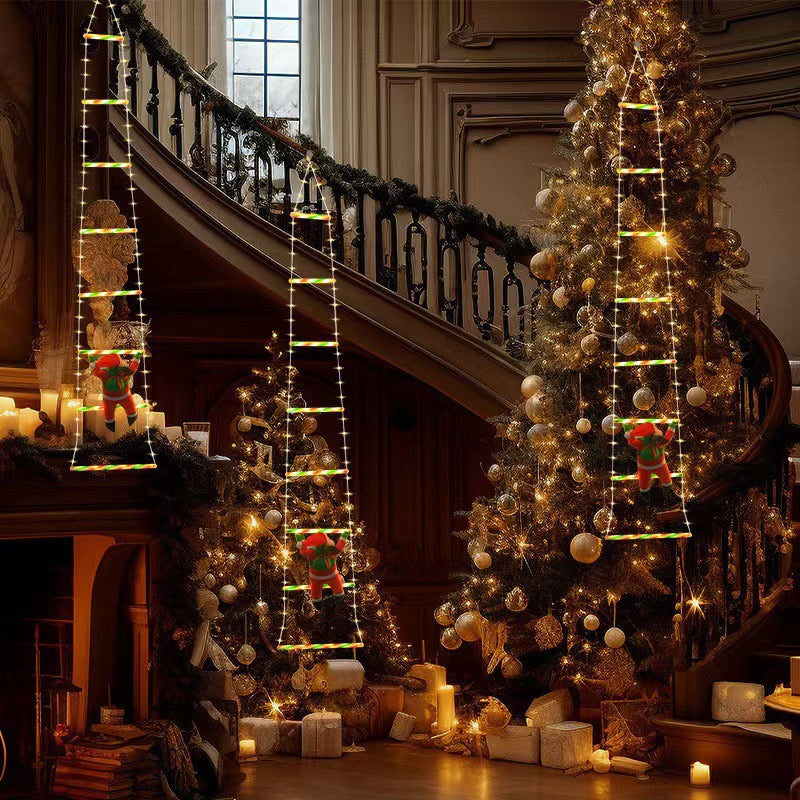 Christmas Led Staircase Lights - Santa Claus Doll Climbing Ladder Climbing Ladder Light Strip - Christmas Tree Decoration String Lights