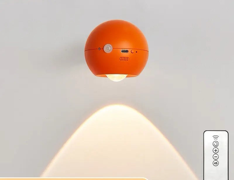 LED Magnetic Wall Lamp, Wall Lamp withRechargeable Battery Powered by SpotlightSpotlight Source 3 Brightness Levels 360°Rotating Magnetic Ball, Touch & Remote Controlfor