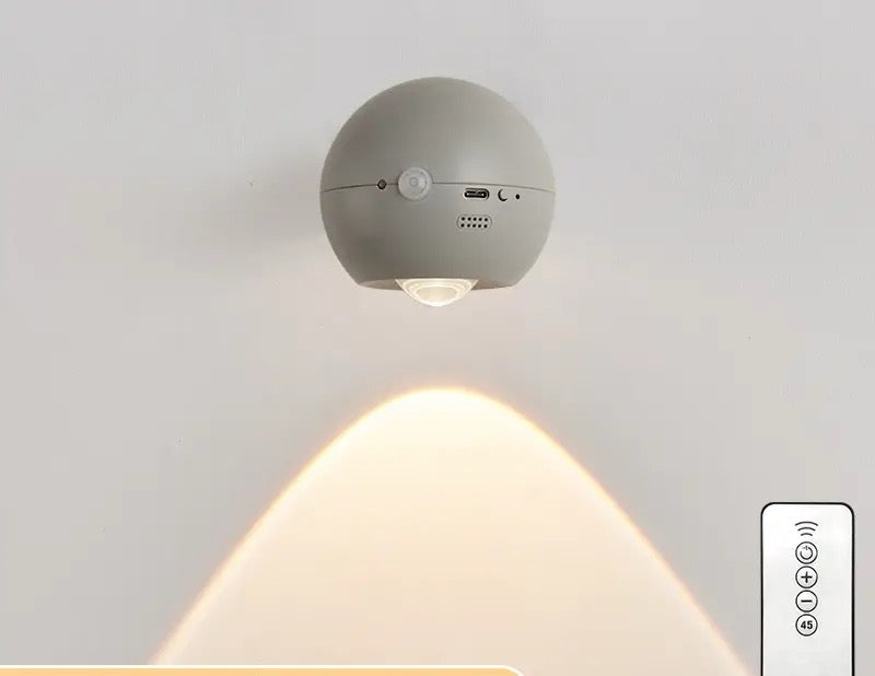 LED Magnetic Wall Lamp, Wall Lamp withRechargeable Battery Powered by SpotlightSpotlight Source 3 Brightness Levels 360°Rotating Magnetic Ball, Touch & Remote Controlfor