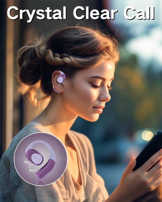 True Wireless headphones Open EarEarbuds Bluetooth 5.4,lPX5 Waterproof,35HrsPlaytime, Chargeable Open Ear Headphone withCharging Case,Light-Weight Headphones Built-inMicrophone Audio Electronic
