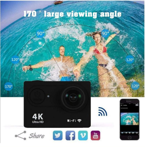 Action Camera,4K 30fps Sports Action Camera with 140 Degree Wide Angle Lens,Ultra HD Sports Cam 30M Underwater Waterproof Camera