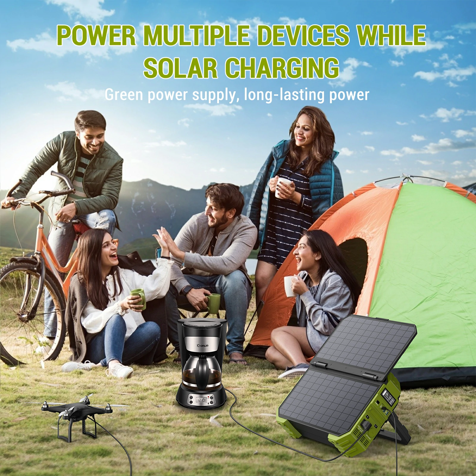 🔥Portable Power Station with Built-in Solar Panel【Worldwide Shipping】