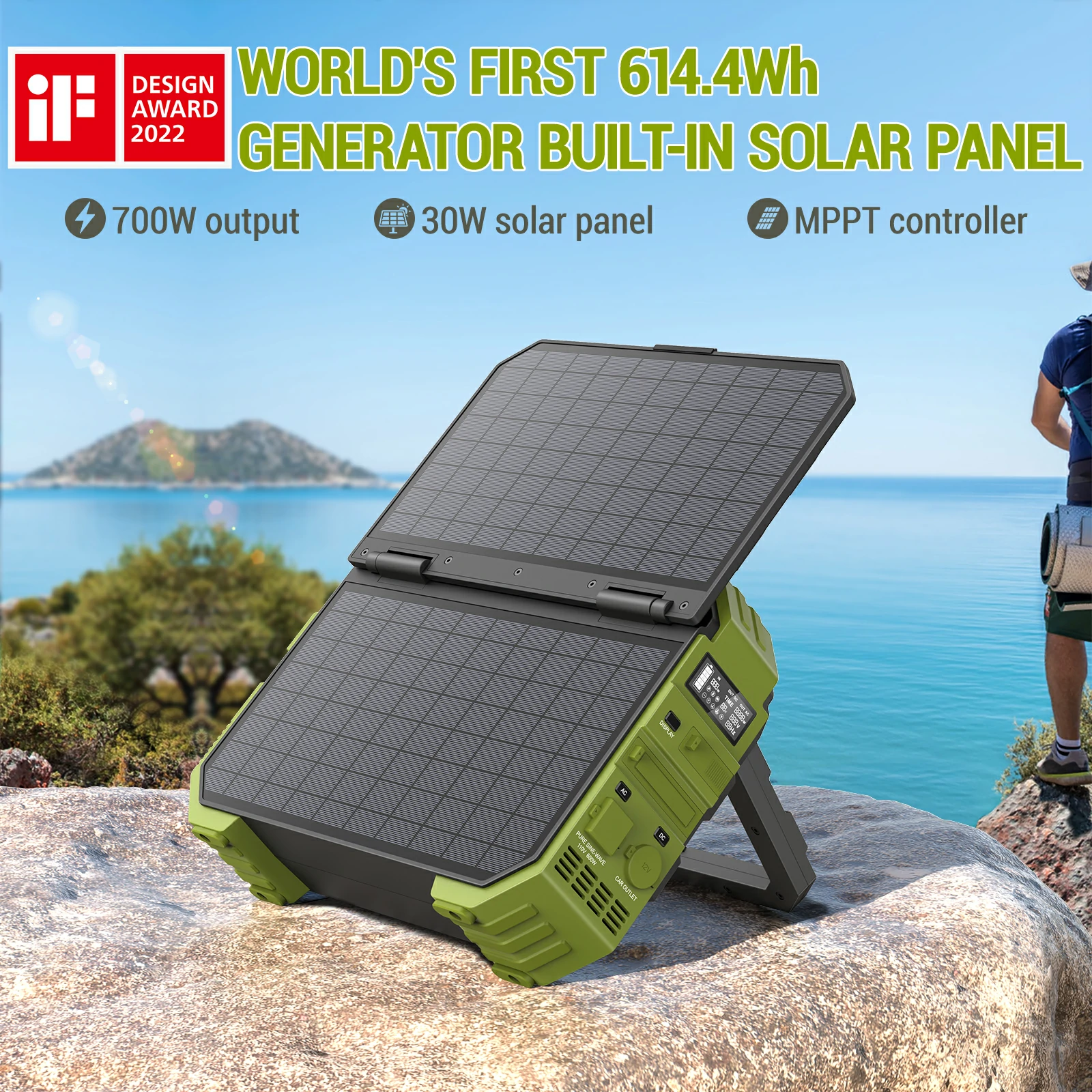🔥Portable Power Station with Built-in Solar Panel【Worldwide Shipping】