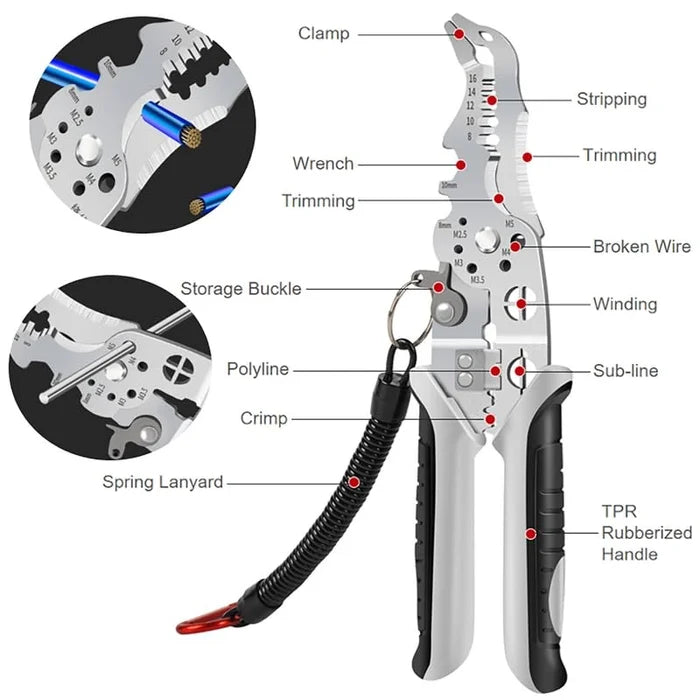 🛒2024 New Multifunctional Elbow Wire Stripping Pliers with a Spring Keychain