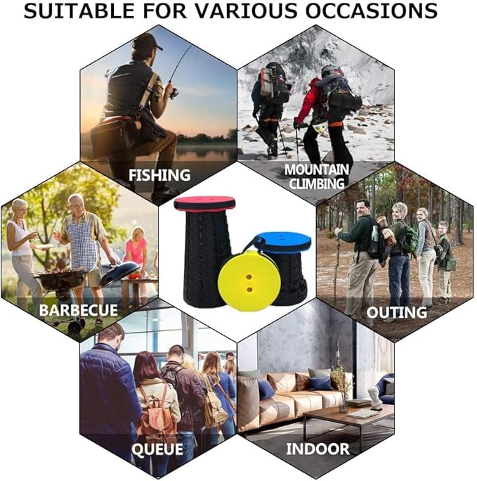 Upgraded Foldable Stool Thickened, PortableCollapsible Stool Retractable Stool for FishingHiking Tours, BBQ, Parties, Outdoor Activities