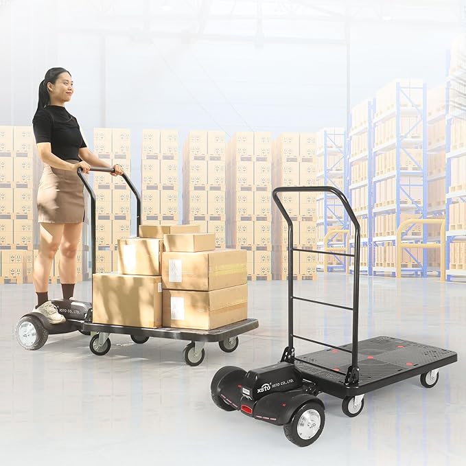 🎉Four-wheel disc brake electric flatbed cargo transport trolley