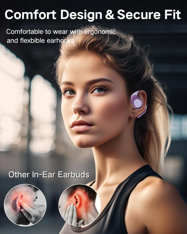 True Wireless headphones Open EarEarbuds Bluetooth 5.4,lPX5 Waterproof,35HrsPlaytime, Chargeable Open Ear Headphone withCharging Case,Light-Weight Headphones Built-inMicrophone Audio Electronic