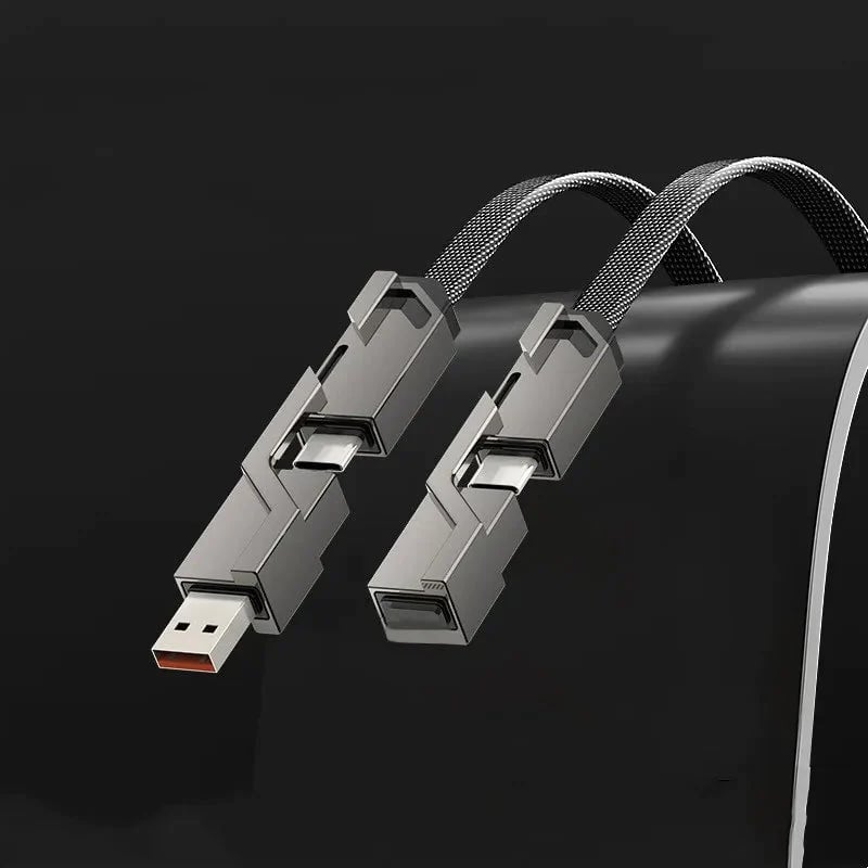 🕊️4-in-1 Flat Braided Anti-Tangle Charger Cord with Velcro