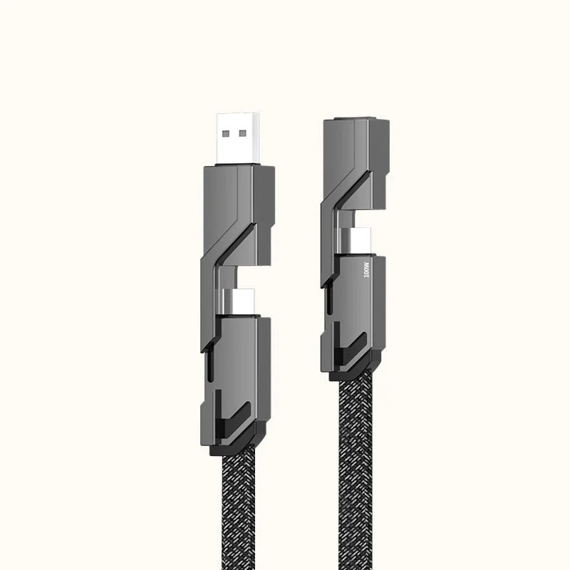 🕊️4-in-1 Flat Braided Anti-Tangle Charger Cord with Velcro