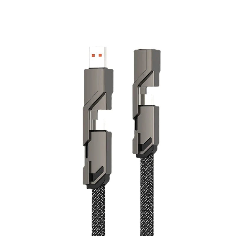 🕊️4-in-1 Flat Braided Anti-Tangle Charger Cord with Velcro