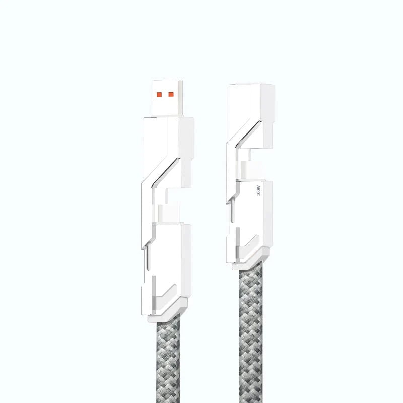 🕊️4-in-1 Flat Braided Anti-Tangle Charger Cord with Velcro