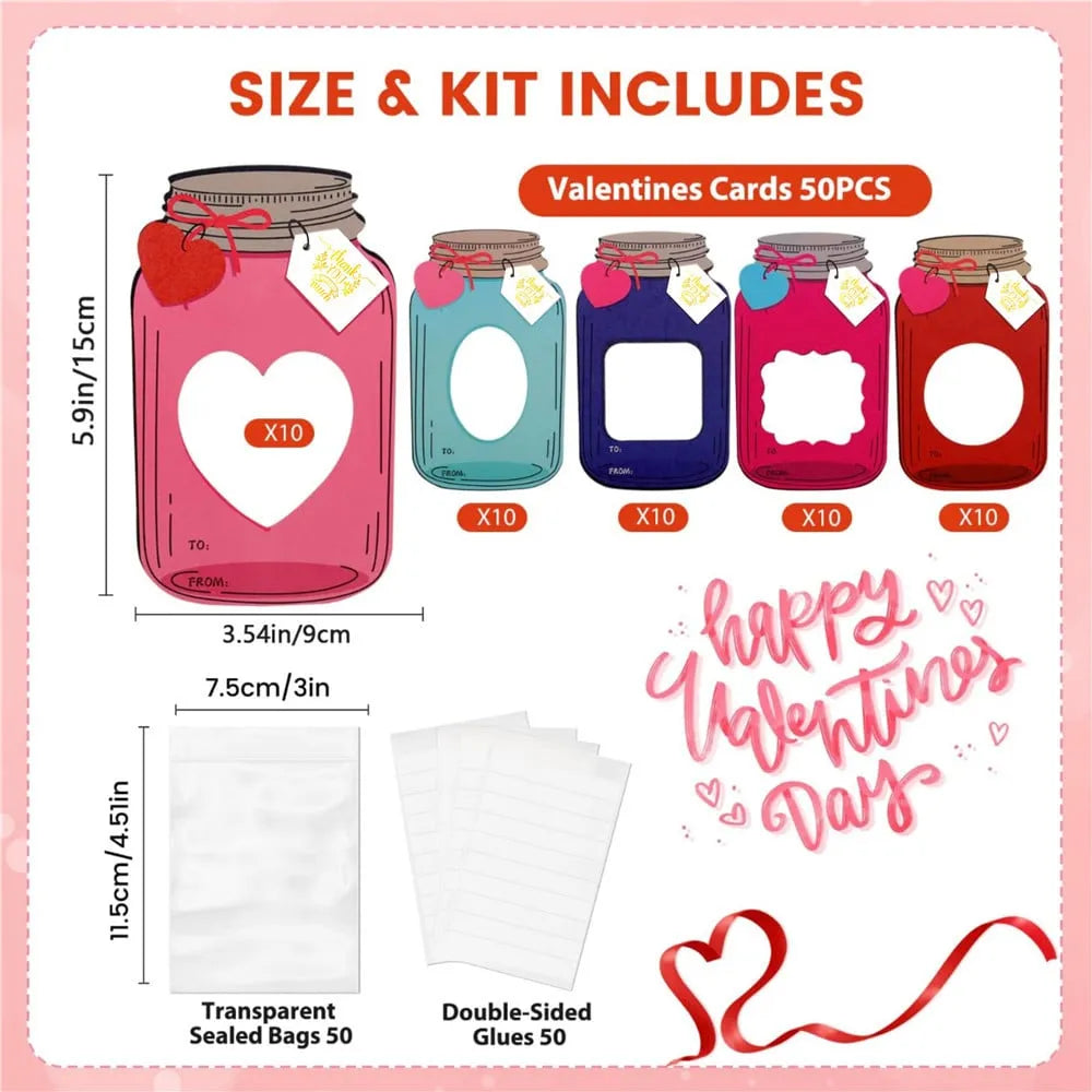 🔥2025 New Arrival Sale 65% Off💖Mason Jar Happy Valentines Day Cards🍬